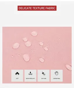 Detail of pink waterproof nylon fabric with water droplets showing splash resistance