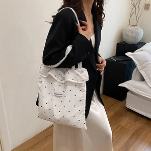 Sac fourre-tout en mesh à pois avec volants et texture seersucker légère pour femmes