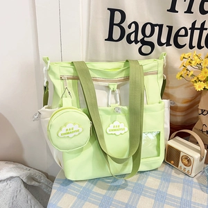 Japanese Street Style Nylon Tote Bag For Women Large Capacity Crossbody Bag With Round Coin Purse Student Shoulder Bag