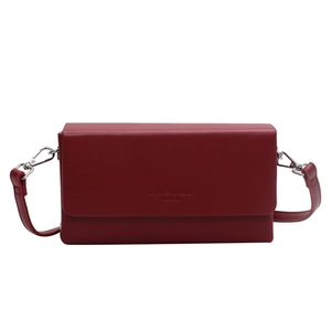 Classic burgundy matte crossbody bag with a structured rectangular design and silver hardware