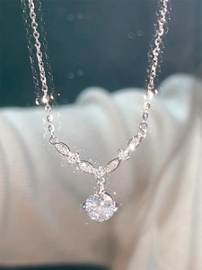 Collier Pendentif Zircon Rond Cuivre Marquise Épi De Blé Chaîne Clavicule Style Coréen Bijoux Élégants Femmes