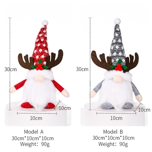 Detailed dimensions of lighted Christmas reindeer gnome dolls with 30cm height and 10cm base