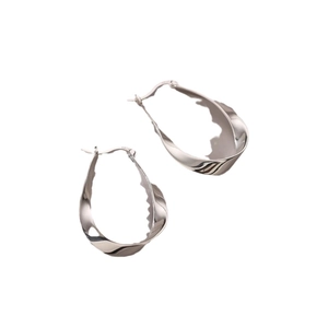 Minimalist S925 sterling silver Mobius twist hoop earrings with a polished wavy design