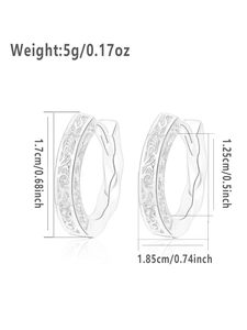 Detailed size chart of vintage textured hoop earrings showing 1.85cm width and 5g weight