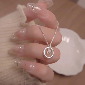 Maiglöckchen Blume Anhänger Halskette Kupfer Kreis Ring Schlüsselbein Kette Minimalistischer Schmuck Geschenk Für Frauen
