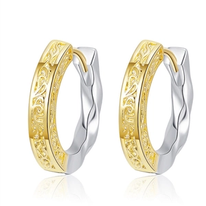 Vintage textured contrast earrings with gold filigree and silver twisted rope design