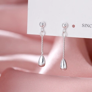 Elegant Water Drop Tassel Earrings With Silver Earring Post Copper Platinum Plated Long Chain Dangle Earrings For Women Daily Party Jewelry
