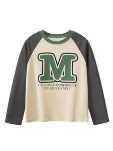 Kids Boys Long Sleeve T-Shirt Pure Cotton Raglan Sleeve Round Neck Letter Print Casual American Style Fall Tops
