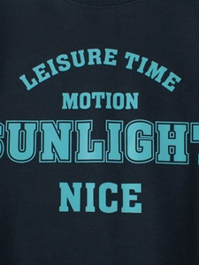 Dark blue fleece sweatshirt with Leisure Time Motion Sunlight Nice print on chest