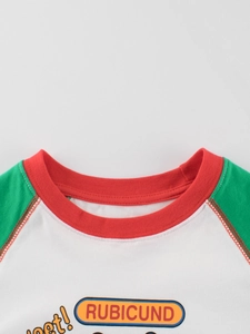 Kinder T-shirt met lange mouwen, kleurrijk raglan-ontwerp en zachte katoenen ronde hals