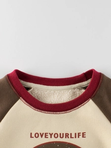 Sweat bicolore pour enfants avec doublure en peluche et texte LoveYourLife brodé