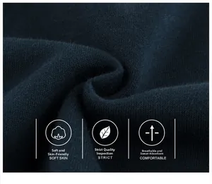 Detail of navy knit fabric showing breathable texture and skin-friendly soft material