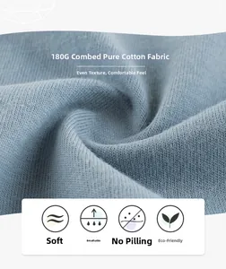Détail du tissu en coton peigné 180G montrant une texture douce, respirante et écolo