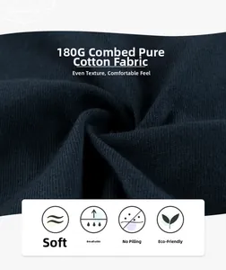 Detailed view of 180G combed cotton fabric showing smooth texture and soft black knit