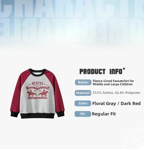 Detail of fleece sweatshirt with BRAVES western cowboy print and raglan sleeves