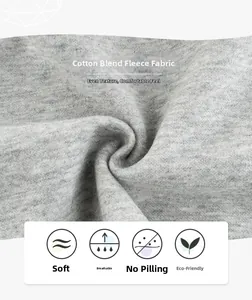 Macro shot of grey fleece-lined knit fabric for kids sweatshirts showing soft texture