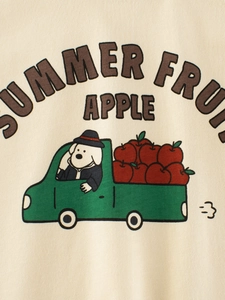 T-shirt da bambina a maniche lunghe in cotone con stampa retrò di cane e camion di frutta