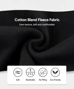 Detailed macro view of soft, breathable black fleece cotton blend fabric for hoodies
