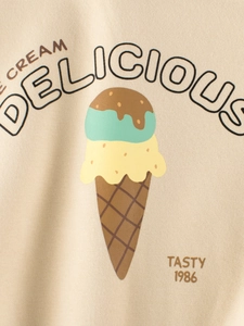 Kids apricot fleece sweatshirt with vintage ice cream delicious print and 1986 text