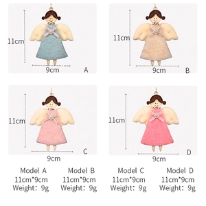 Détails d'anges en peluche de 11 cm en quatre couleurs avec ailes et nœuds en perles