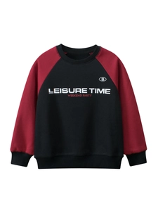 Kids Fleece Lined Sweatshirt Raglan Long Sleeve Crew Neck Color Block Letter Print Pullover For Boys Girls