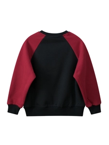 Kids color-block raglan sweatshirt with warm fleece lining in red and black
