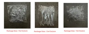 Vue détaillée des décorations de Noël en acrylique transparent avec dimensions de pack