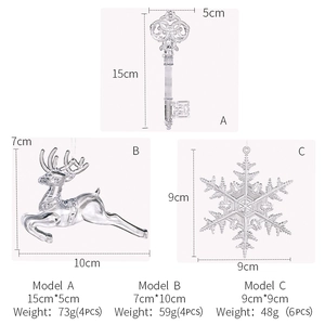 Décorations de Noël en acrylique transparent avec renne et flocon de neige et dimensions