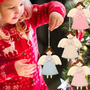 Lot de pendentifs anges de Noël en bois pour décoration festive du sapin à la maison