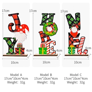 Three styles of wooden Christmas tabletop signs with gnome motifs and festive plaid patterns