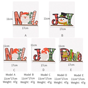Detailed size chart for Christmas wooden letter table ornaments with Noel and Joy designs