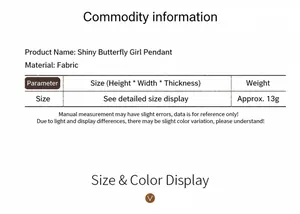 Detailed product specifications table for sequined wing girl Christmas angel ornament