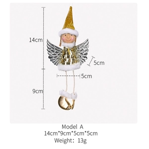Detailed view of Christmas angel pendant with dimensions 14cm by 9cm and weight 13g