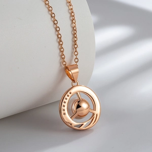 Elegant rose gold S925 sterling silver necklace with circular spiral pearl pendant