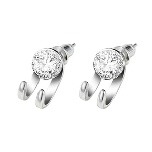 Hip hop style S925 silver stud earrings for women with cubic zirconia and double arc design