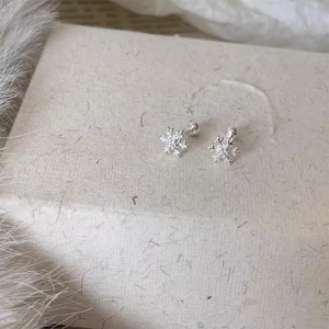 Paire de boucles d'oreilles flocon de neige en argent avec zircons scintillants