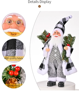 Detailaufnahme des Weihnachtsmann-Gesichts mit Brille und hochwertigem Karomuster-Stoff