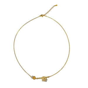 Collana con rosa dorata stile francese con cristalli e catenina sottile regolabile