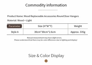 Size chart showing dimensions for wooden Christmas Rudolph door sign with LED lights