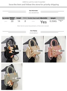 Detailed size specs for minimalist PU crossbody tote with horse charm in four colors
