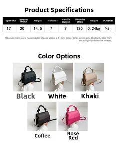 Tabella taglie e dimensioni per la mini borsa a mano trendy in pelle PU e tracolla