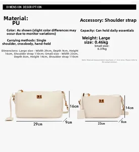 Detailed size comparison of white PU leather handbags in large and small dimensions
