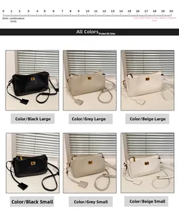 Detail view of stylish tote bags in black, grey, and beige with gold clasp locks