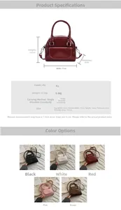 Size chart and specifications for vintage PU leather shoulder bag with dimensions