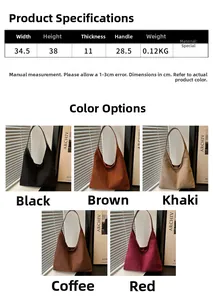 Specifiche dettagliate sulle dimensioni e colori per la borsa a tracolla hobo vintage