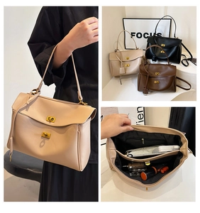 Detailed interior of versatile PU leather handbags showing multiple storage compartments