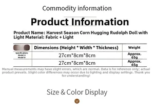 Size chart showing dimensions of the 27cm glowing corn gnome for harvest decor