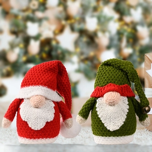 Handmade Knitted Christmas Gnomes Rudolph Doll Tomte Faceless Doll Red Green For Holiday Home Party Desktop Decor Ornaments
