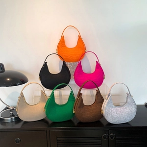 Chic felt hobo shoulder bags in vibrant colors with crocodile pattern and metal buckle
