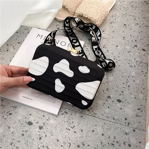 Women Mini Suitcase Shape Hard Shell Crossbody Bag Butterfly Cow Leopard Print Box Shoulder Bag With LOVE Wide Strap